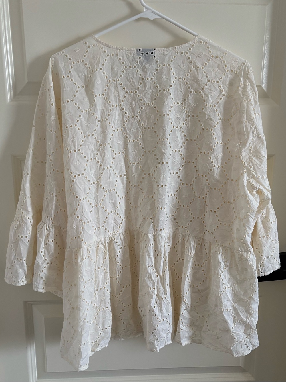 torrid Cream Eyelet Tie-Front Peplum Cover-Up - Picture 8 of 8